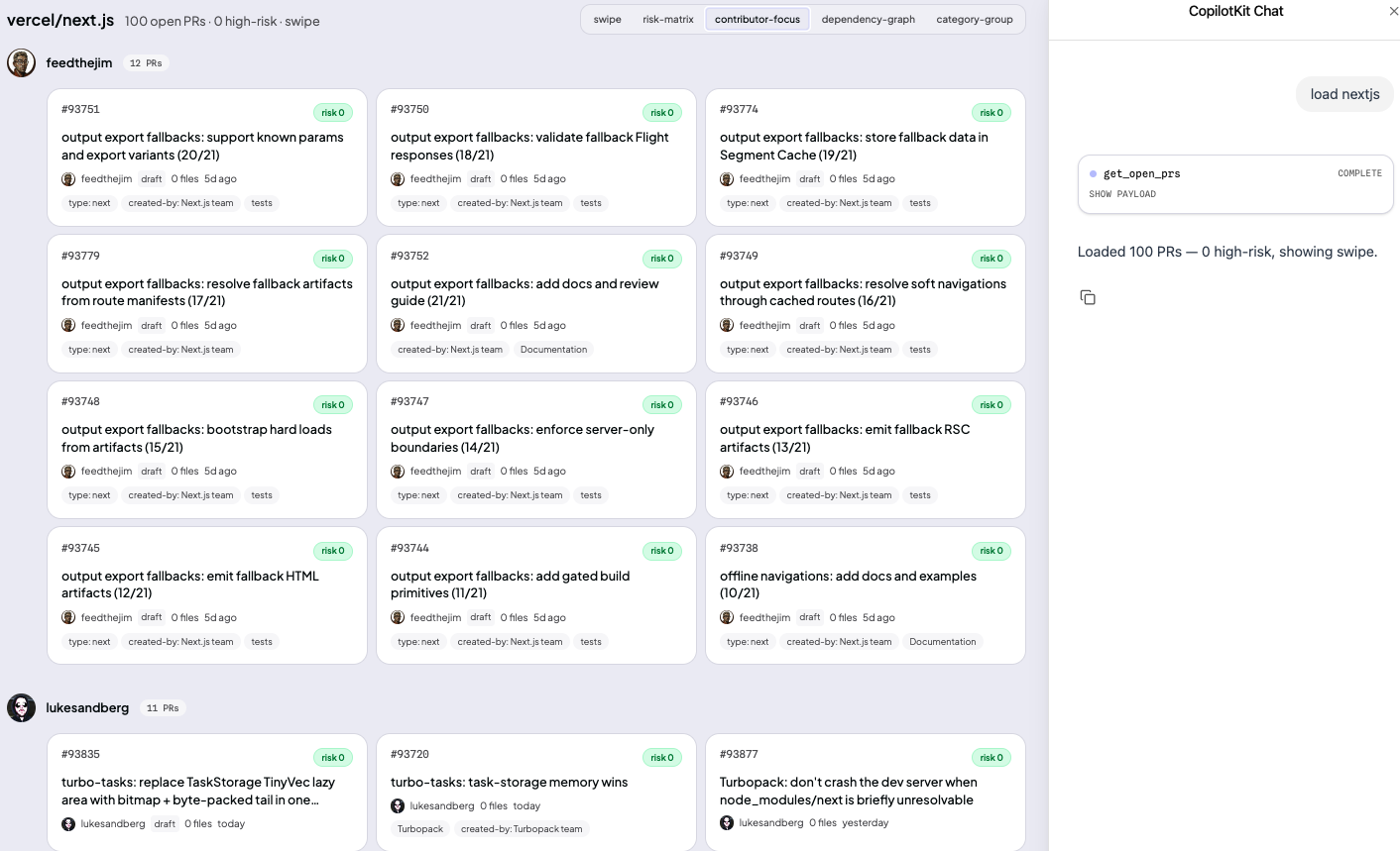 PRs on Edge contributor focus mode